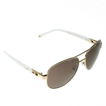 Pre Owned Korloff Gold/Gold KOR2026 Aviator Sunglasses