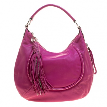 Pre Owned Lancel Fuchsia Leather Delice Hobo