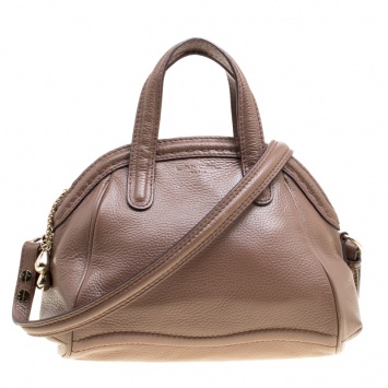 Pre Owned Lancel Brown Leather La Charmeuse Top Handle Bag
