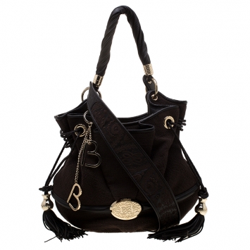 Pre Owned Lancel Brown Fabric and Leather Le Brigitte Bardot Hobo