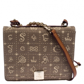 Pre Owned Lancel Brown Canvas Dalidol  Shoulder Bag