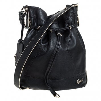Pre Owned Lancel Black/Gold Leather Le Huit de Lancel Bucket Bag