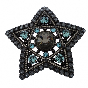 Pre Owned Lanvin Crystal Embellished Black Tone Star Brooch / Pendant