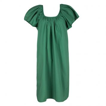 Pre Owned Lanvin Green Gathered Cotton Dress L