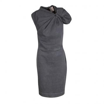 Pre Owned Lanvin X Acne Grey Washed Denim Twist Front Detail Sleeveless Dress M