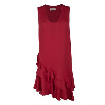 Pre Owned Lanvin Red Ruffled Bottom Sleeveless Dress S