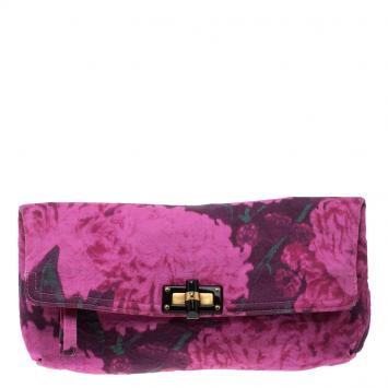 Pre Owned Lanvin Pink Printed Canvas Happy Clutch