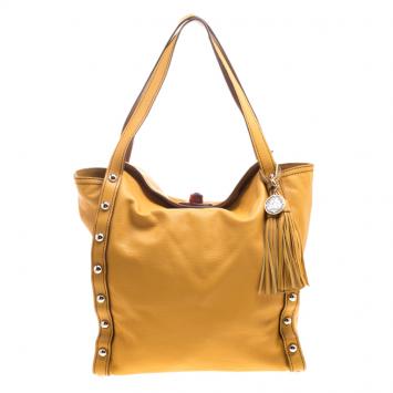 Pre Owned Lanvin Orange Leather Tassel Tote