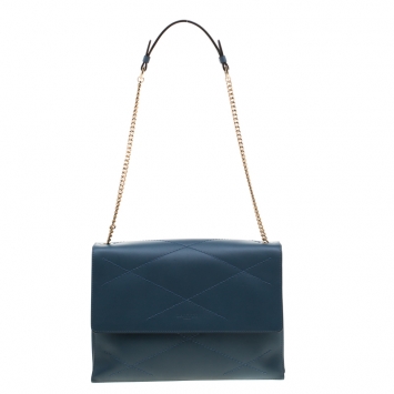 Pre Owned Lanvin Blue Quilted Leather Sugar Shoulder Bag