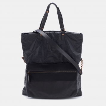 Pre Owned Lanvin Black Quilted Leather Tote