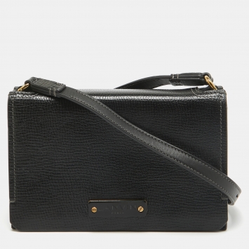 Pre Owned Lanvin Black Leather Crossbody Bag