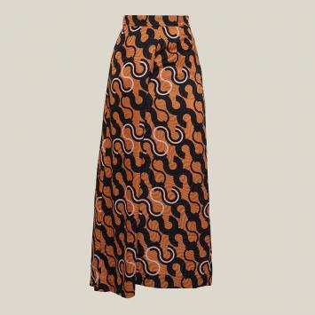 Pre Owned LAYEUR Brown Mae Printed Cotton-Silk Culottes FR 46