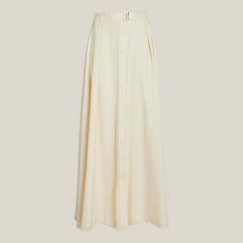 Pre Owned LAYEUR Cream Borden Button Down Maxi Skirt FR 48