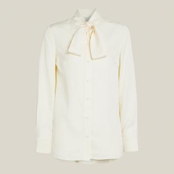 Pre Owned LAYEUR Cream Borden Scarf Collar Button Down Shirt FR 38