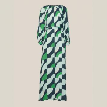 Pre Owned LAYEUR Green Borden Balloon Sleeve Poet Dress FR 46