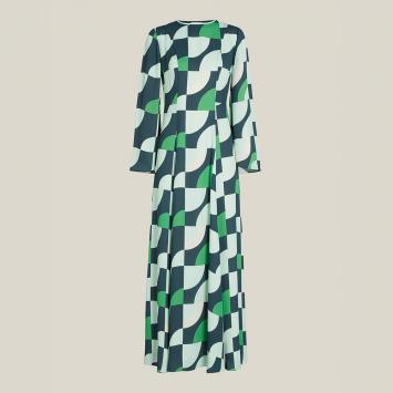Pre Owned LAYEUR Green Wharton Fit and Flare Maxi Dress FR 34