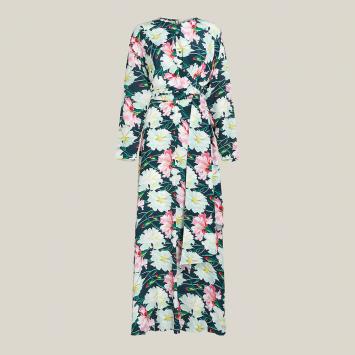 Pre Owned LAYEUR Multicoloured Ruby Floral Print Wrap Maxi Dress FR 42
