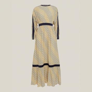Pre Owned LAYEUR Neutral Amos Ruffled Hem Silk-Blend Dress FR 42