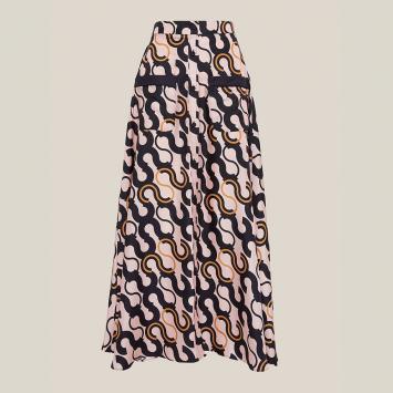 Pre Owned LAYEUR Pink Fitzgerald Button-Down Maxi Skirt FR 48