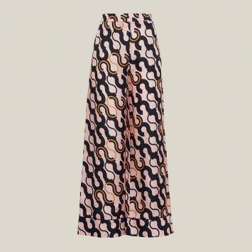 Pre Owned LAYEUR Pink Fitzgerald Printed Wide Leg Trousers FR 38