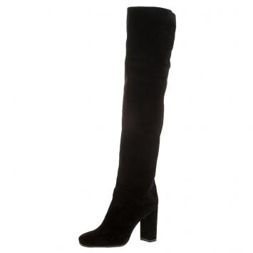 Pre Owned Le Silla Black Suede Over The Knee Boots Size 38