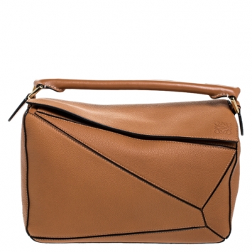 Pre Owned Loewe Tan Leather Medium Puzzle Shoulder Bag