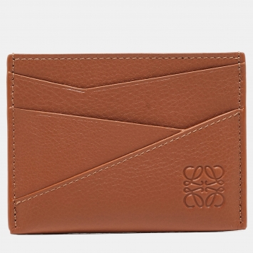 Pre Owned Loewe Brown Leather Puzzle Edge Card Holder