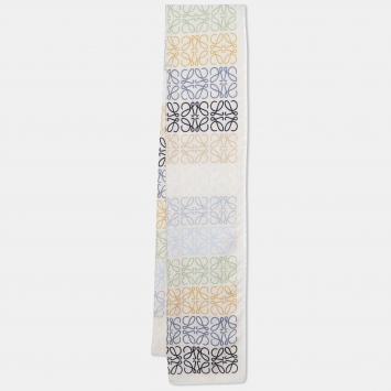 Pre Owned Loewe Caramel/Multicolor Anagram Wool & Silk Scarf