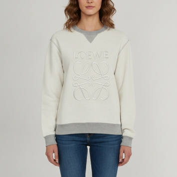 Pre Owned Loewe Grey Anagram Embroidered Cotton Knit Sweatshirt S