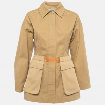 Pre Owned Loewe Brown Cotton Canvas Belted Safari Jacket XS