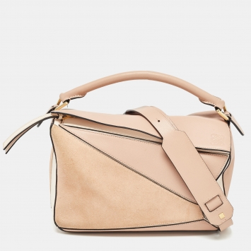 Pre Owned Loewe Multicolor Leather and Suede Medium Puzzle Shoulder Bag