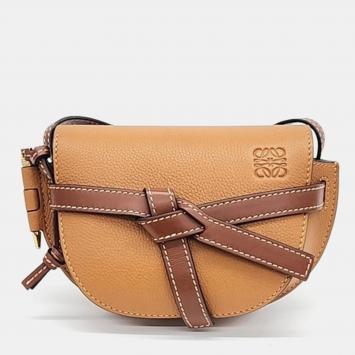 Pre Owned Loewe Camel/Brown Leather Mini Gate Shoulder Bag