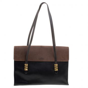 Pre Owned Loewe Black/Brown Leather Business Bag