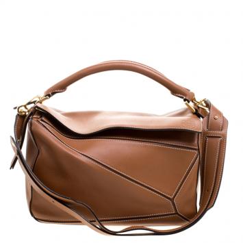 Pre Owned Loewe Brown Leather Puzzle Shoulder Bag