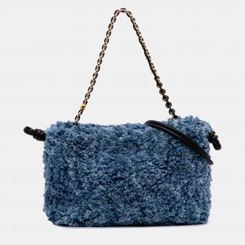 Loewe Blue Medium Denim Flamenco Purse