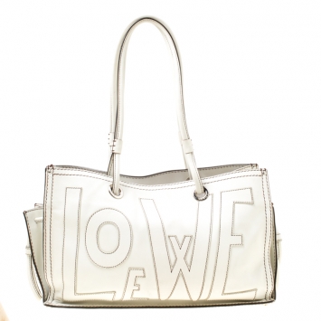 Pre Owned Loewe White Leather Shopping Tote