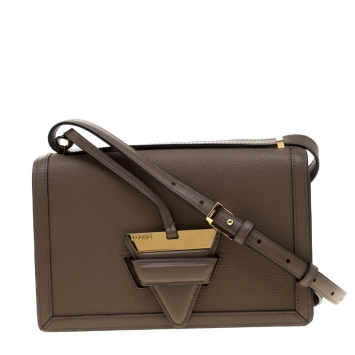 Pre Owned Loewe Dark Beige Leather Barcelona Crossbody Bag