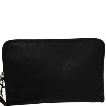 Pre Owned Loewe Black Leather Clutch Bag