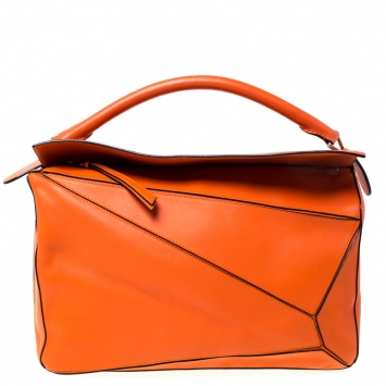 Pre Owned Loewe Orange Leather Puzzle Bag
