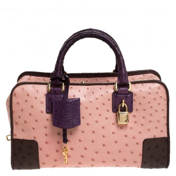 Pre Owned Loewe Bicolor Ostrich Amazona 28 Bag