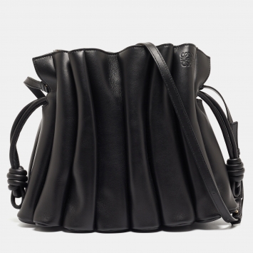 Pre Owned Loewe Black Leather Flamenco Knot Shoulder Bag
