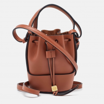 Pre Owned Loewe Brown Leather Nano Balloon Bucket Bag