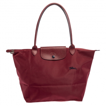 Pre Owned Longchamp Burgundy Nylon Le Pliage Tote