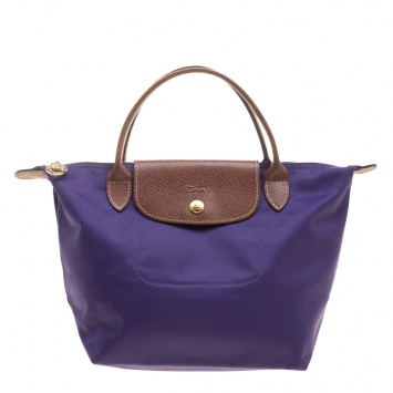 Pre Owned Longchamp Purple Nylon Medium Le Pliage Tote