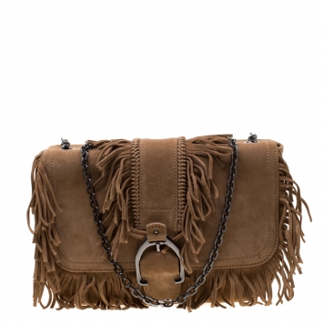 Pre Owned Longchamp Light Brown Suede Amazone Shoulder Bag