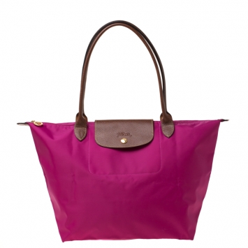 Pre Owned Longchamp Magenta Nylon Medium Le Pliage Tote