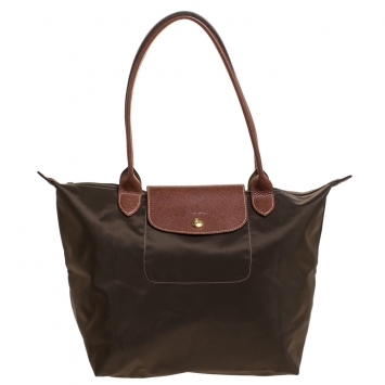 Pre Owned Longchamp Olive Green Nylon Small Le Pliage Tote