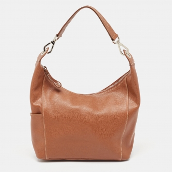 Pre Owned Longchamp Brown Leather Le Foulonne City Bag