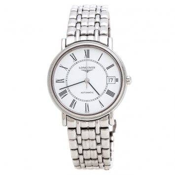 Pre Owned Longines White Stainless Steel Presence L4.821.4 Women's Wristwatch 34.50 mm