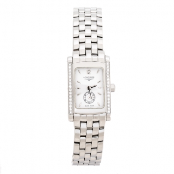Pre Owned Longines White Stainless Steel Diamond Dolce Vita L5.155.0 Women's Wristwatch 19.80 mm